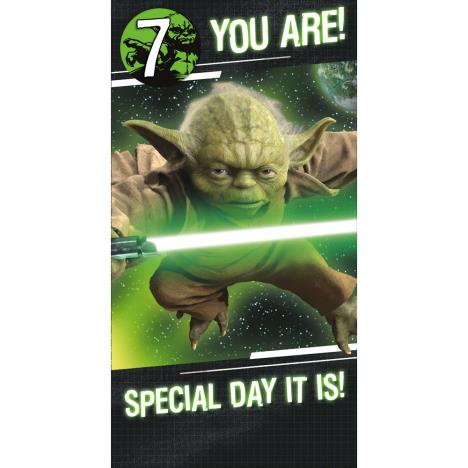 You Are 7 Yoda Star Wars Birthday Card With Badge £2.49